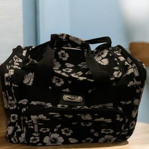 Elegant Black and White Floral Travel Bag